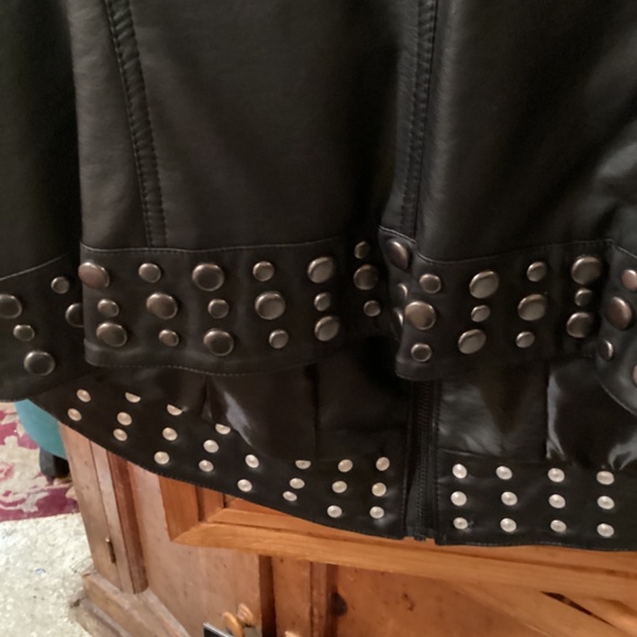 Faux black Leather Biker Style Jacket 1X - Picture 6 of 6